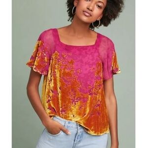 MAEVE velvet burnout blouse